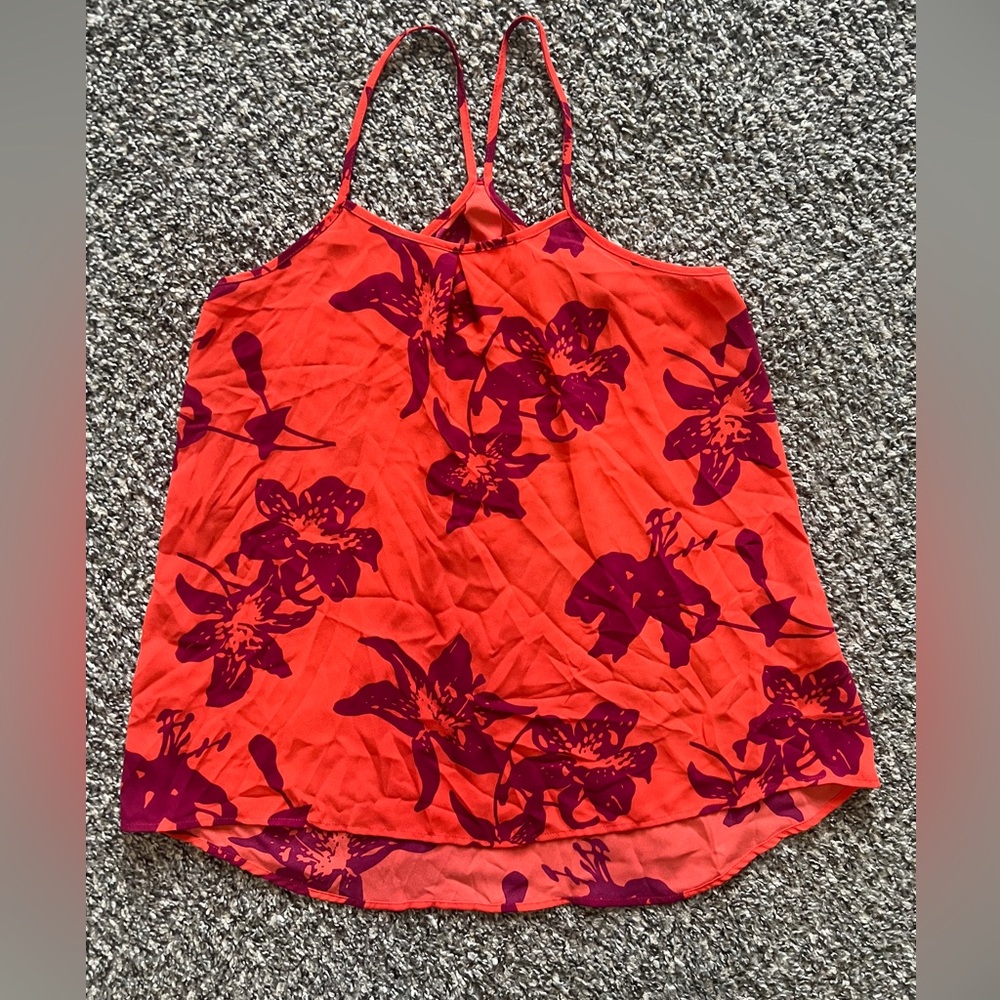 Banana Republic Floral Red and Purple Women's Strappy Tank  XS